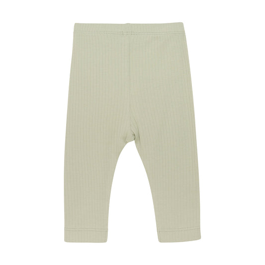 Flat back product image of baby leggings in soft green