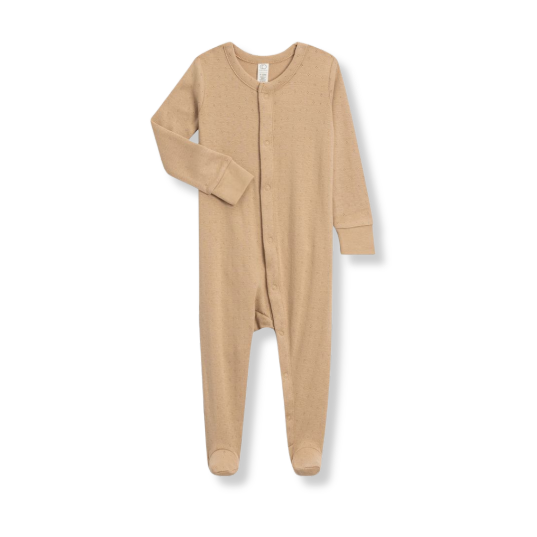 Snap Footie Sleeper | Pointelle Latte