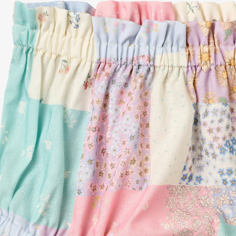 Close up product image of patchwork baby shorts
