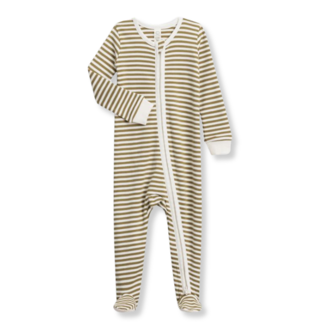 Product image of a green and white striped baby sleeper