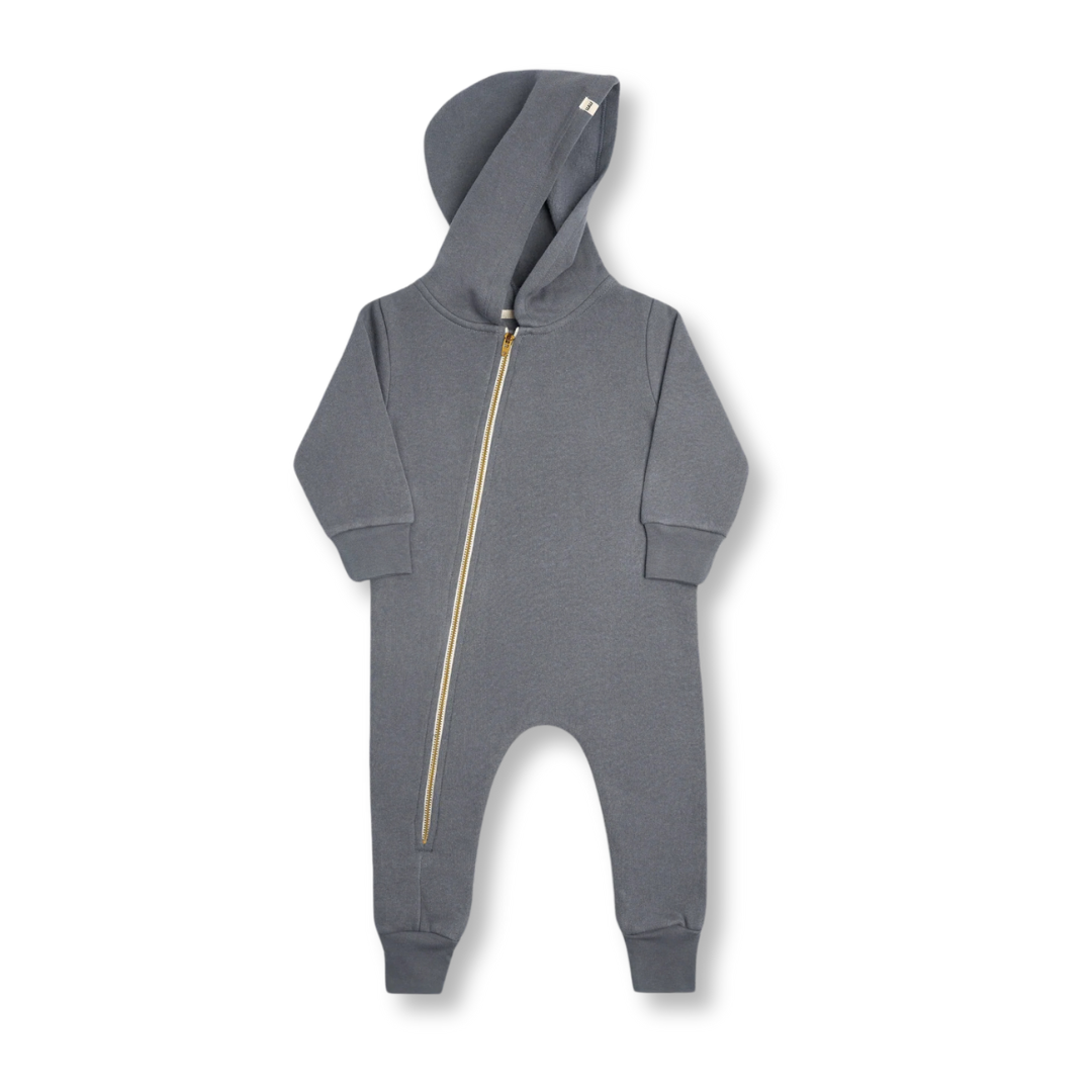 Plush Fleece Biker Romper | Slate Blue