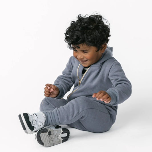 Plush Fleece Biker Romper | Slate Blue