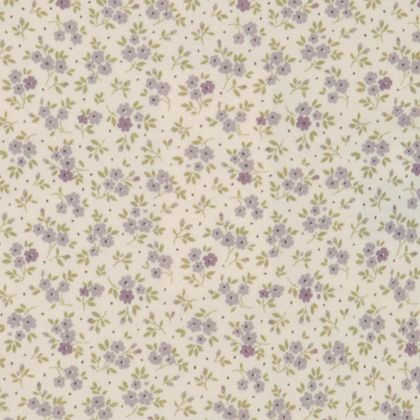 pattern detail of small violet flowers on a white background