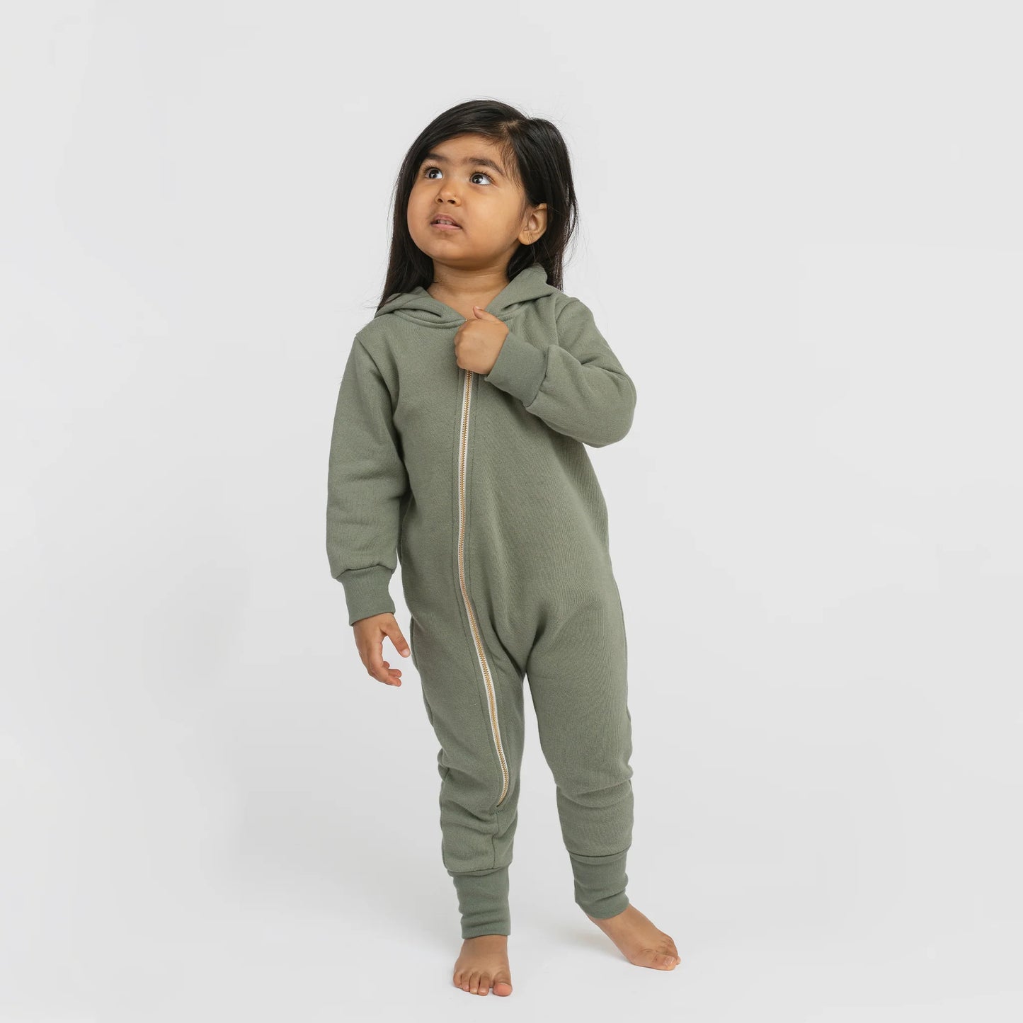 Plush Fleece Biker Romper | Olive