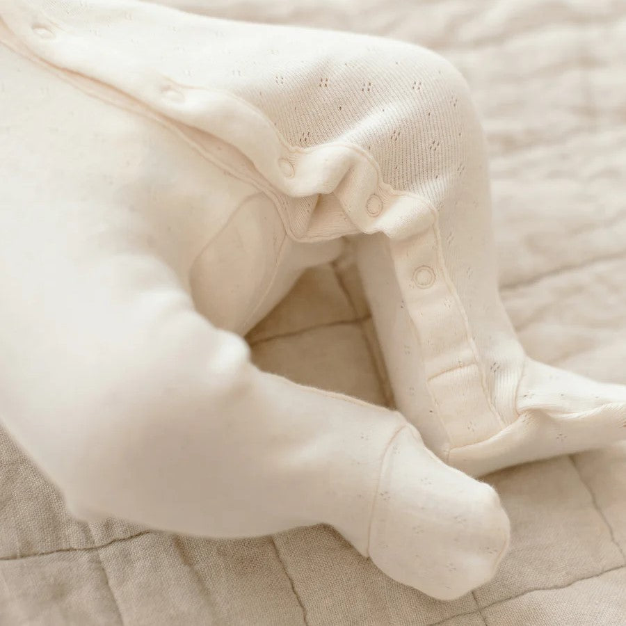 close up detail of pointelle fabric