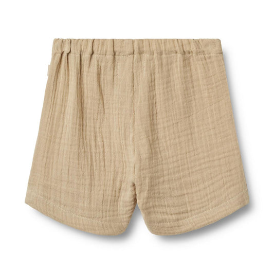 Flat back product image of woven relaxed fit baby shorts