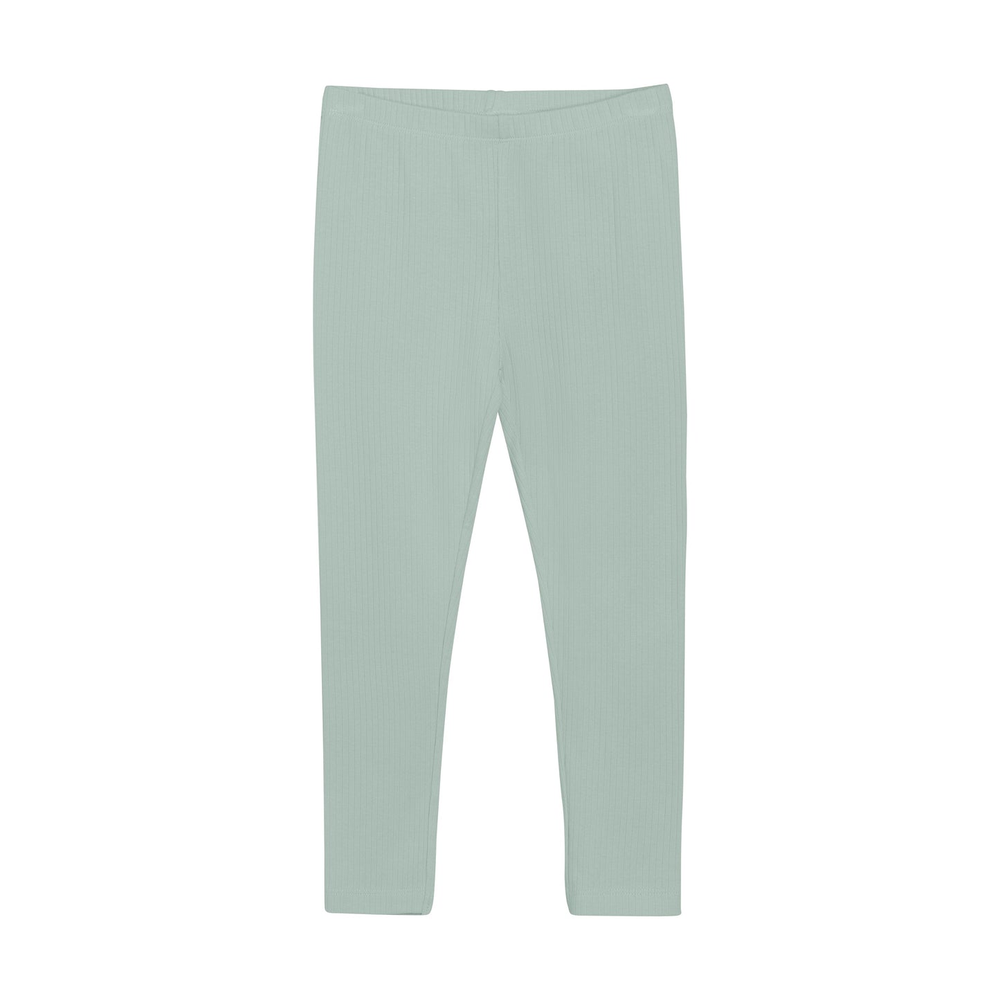 Flat front product image of light green baby leggings