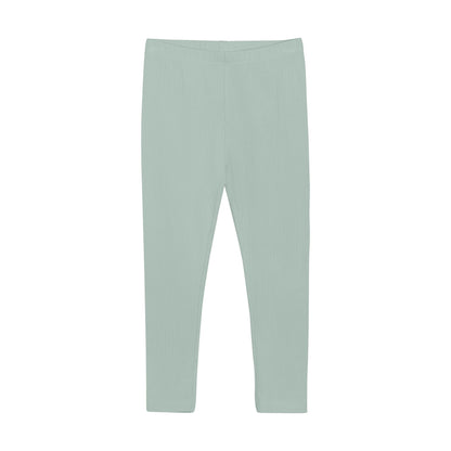Flat front product image of light green baby leggings