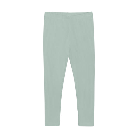 Flat front product image of light green baby leggings