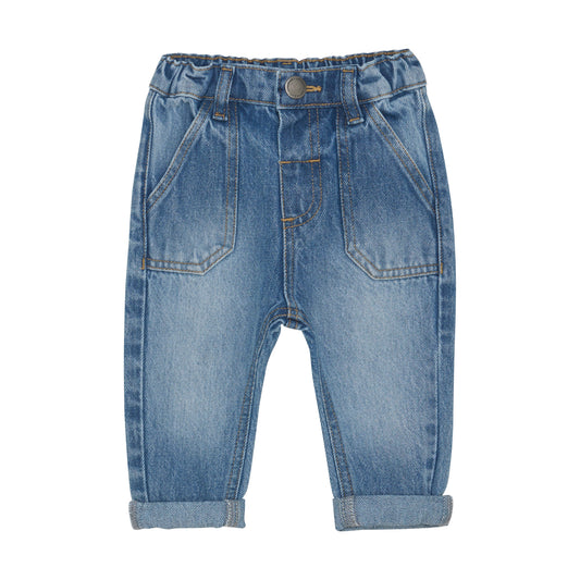 Flat front product image of baby jeans