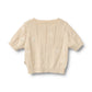 Flat back product image of pale yellow knit baby top