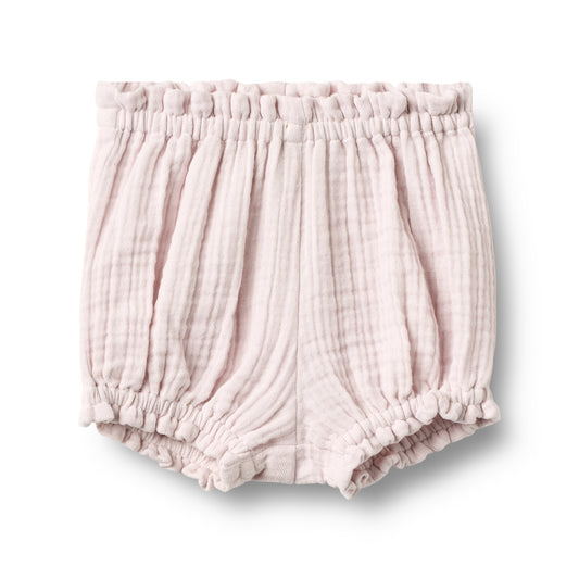 Flat front product image of purple baby shorts