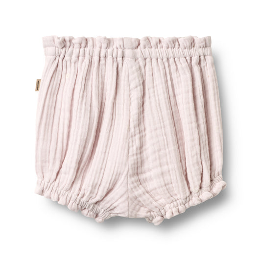 Flat back product image of purple baby shorts