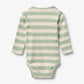 Flat back product image of mint stripe baby bodysuit
