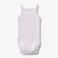 Flat back product image of purple sleeveless baby bodysuit