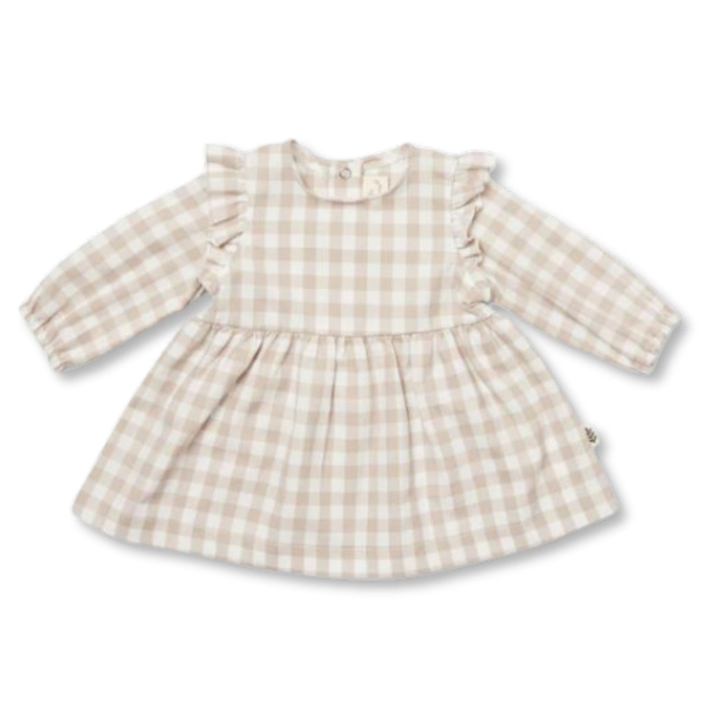 Ruffle Dress Blouse | Gingham Beige