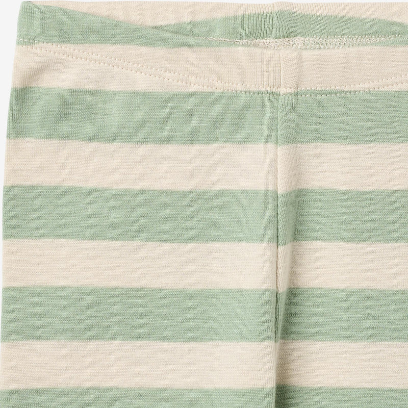 Close up product image of mint stripe  baby leggings
