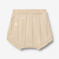 Flat back product image of pale yellow knit baby shorts