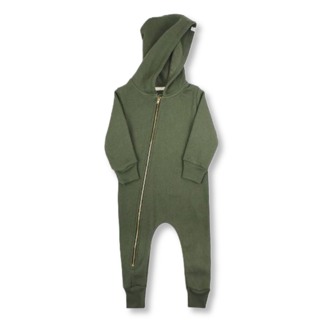 Plush Fleece Biker Romper | Olive