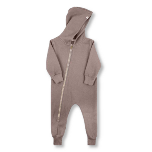 Plush Fleece Biker Romper | Taupe