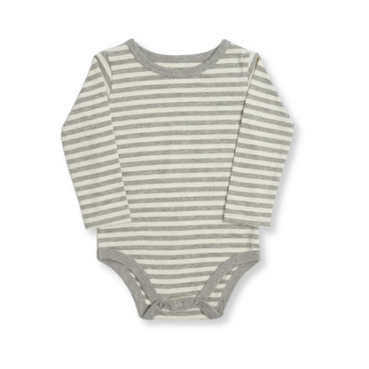 Long Sleeve Bodysuit | Grey Stripe