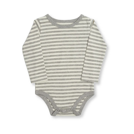 Long Sleeve Bodysuit | Grey Stripe
