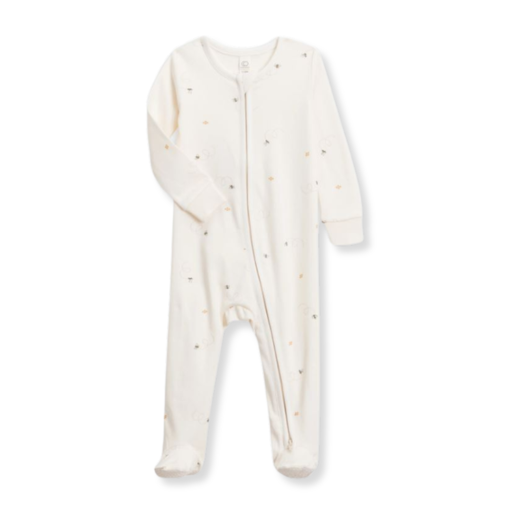 Zip Footie Sleeper | Ivory Bumblebee