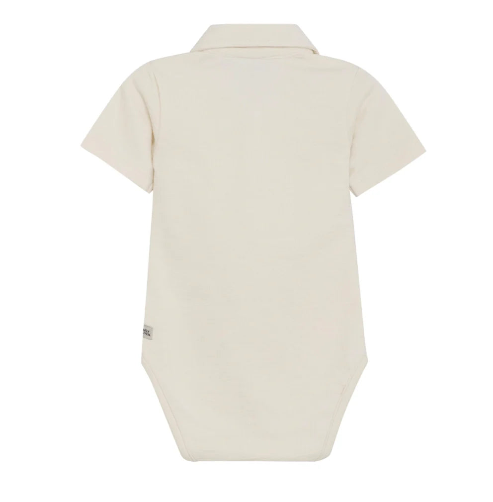Flat back product image of a baby bodysuit 