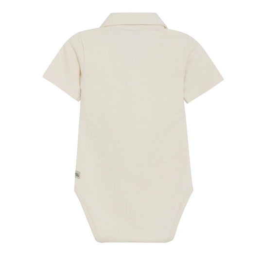 Flat back product image of a baby bodysuit 