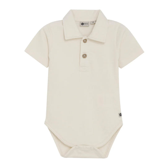 Flat front product image of a baby bodysuit