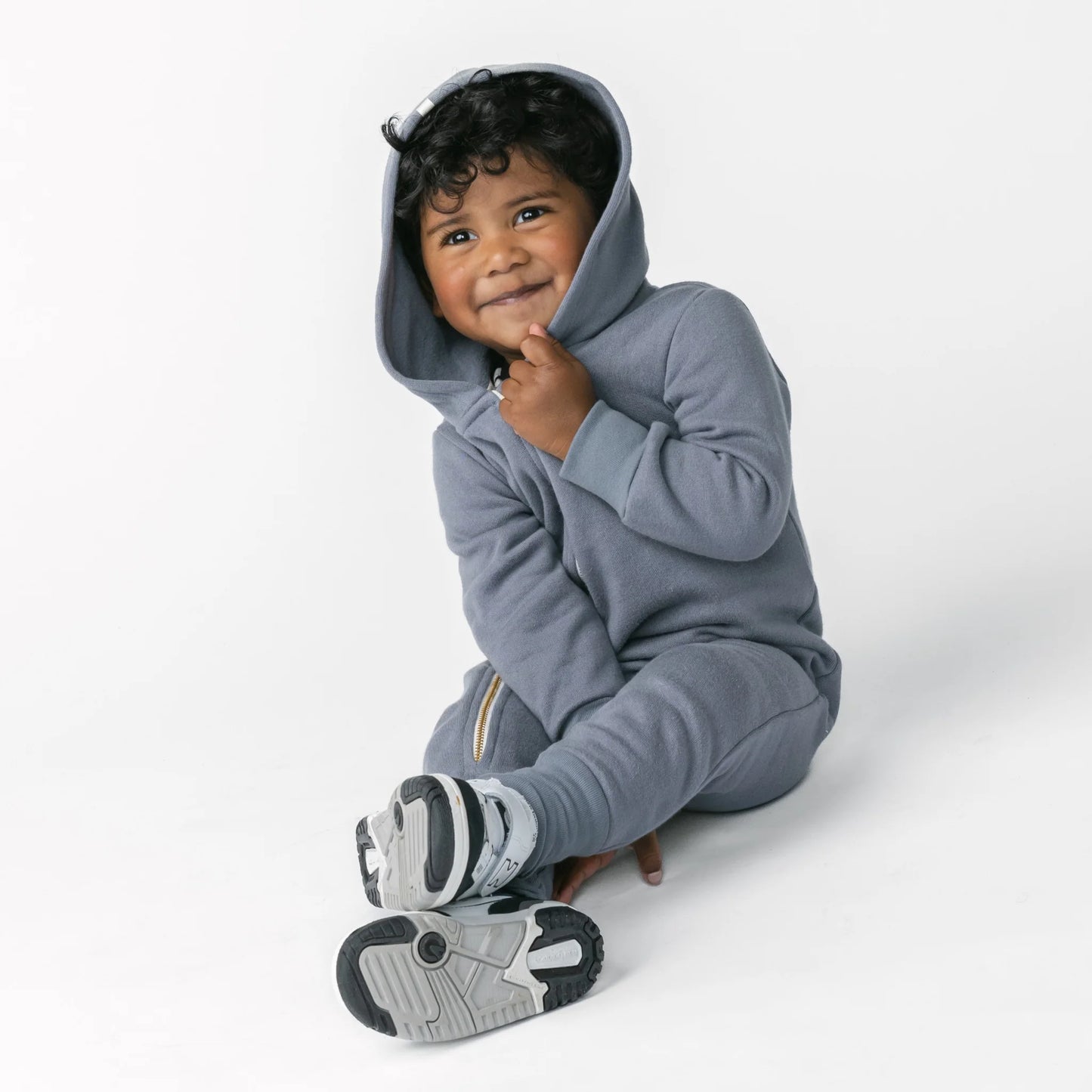 Plush Fleece Biker Romper | Slate Blue