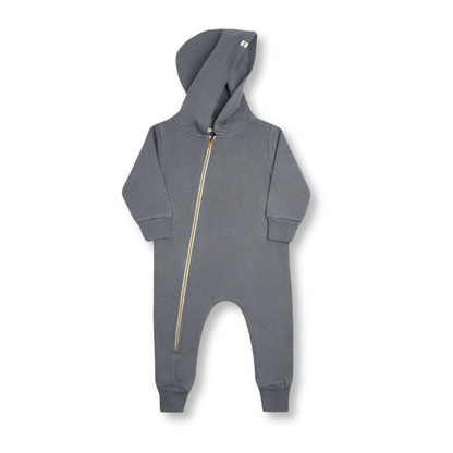 Plush Fleece Biker Romper | Slate Blue