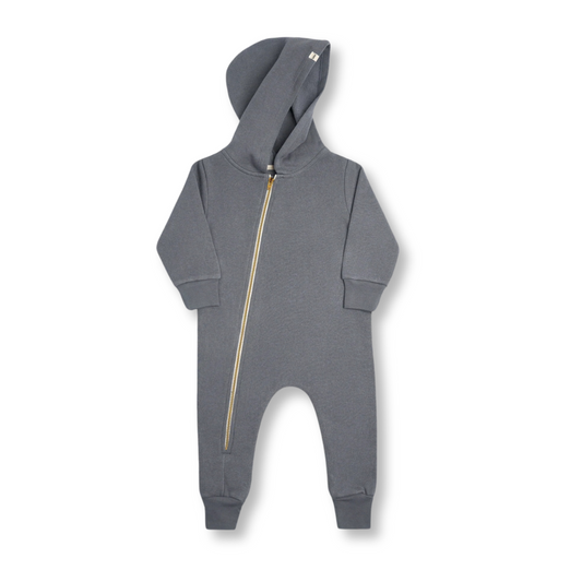 Plush Fleece Biker Romper | Slate Blue