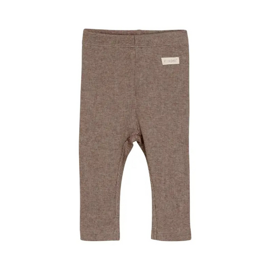 Product image of warm brown baby leggings with a rib texture