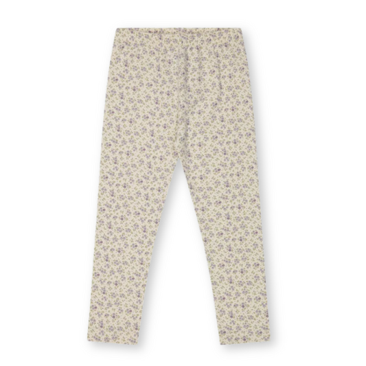 flat lay of a pair of baby leggings with a floral pattern