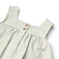 Close up product image of a light blue seersucker dress