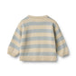 Flat back product image of a striped baby pullover sweater