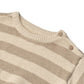 Close up product image of a striped baby pullover sweater