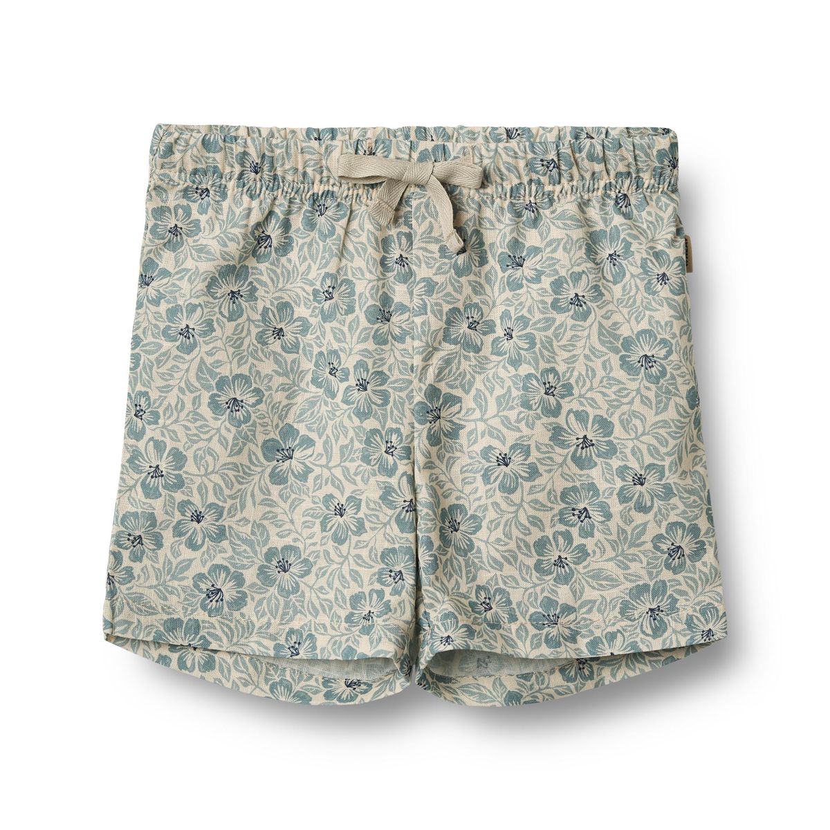 Flat front product image of hawaiian print baby shorts