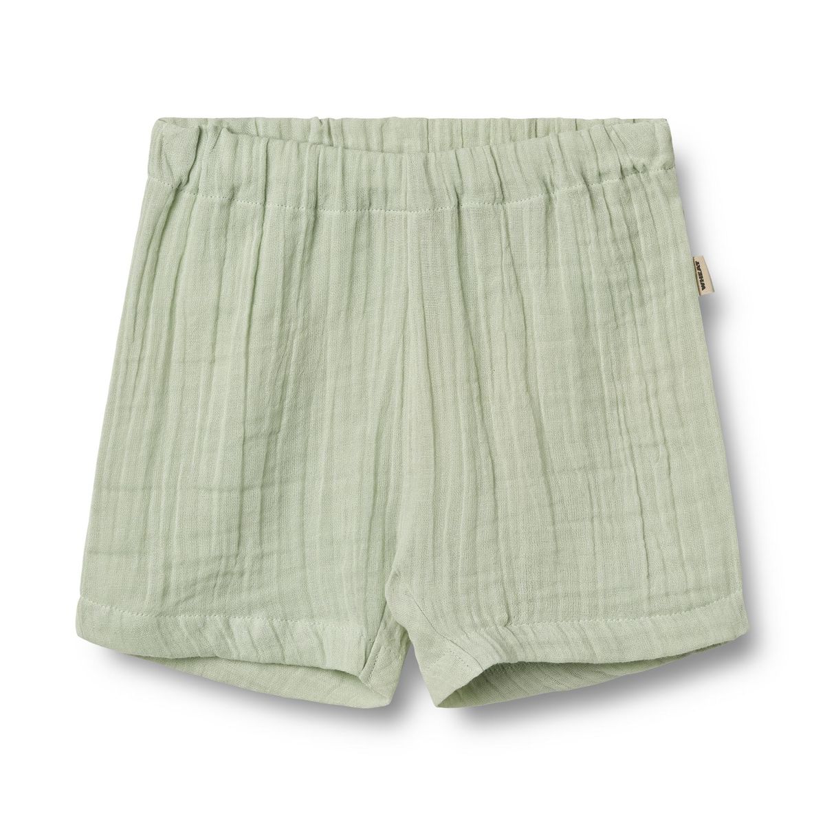 Flat front product image of woven relaxed fit baby shorts